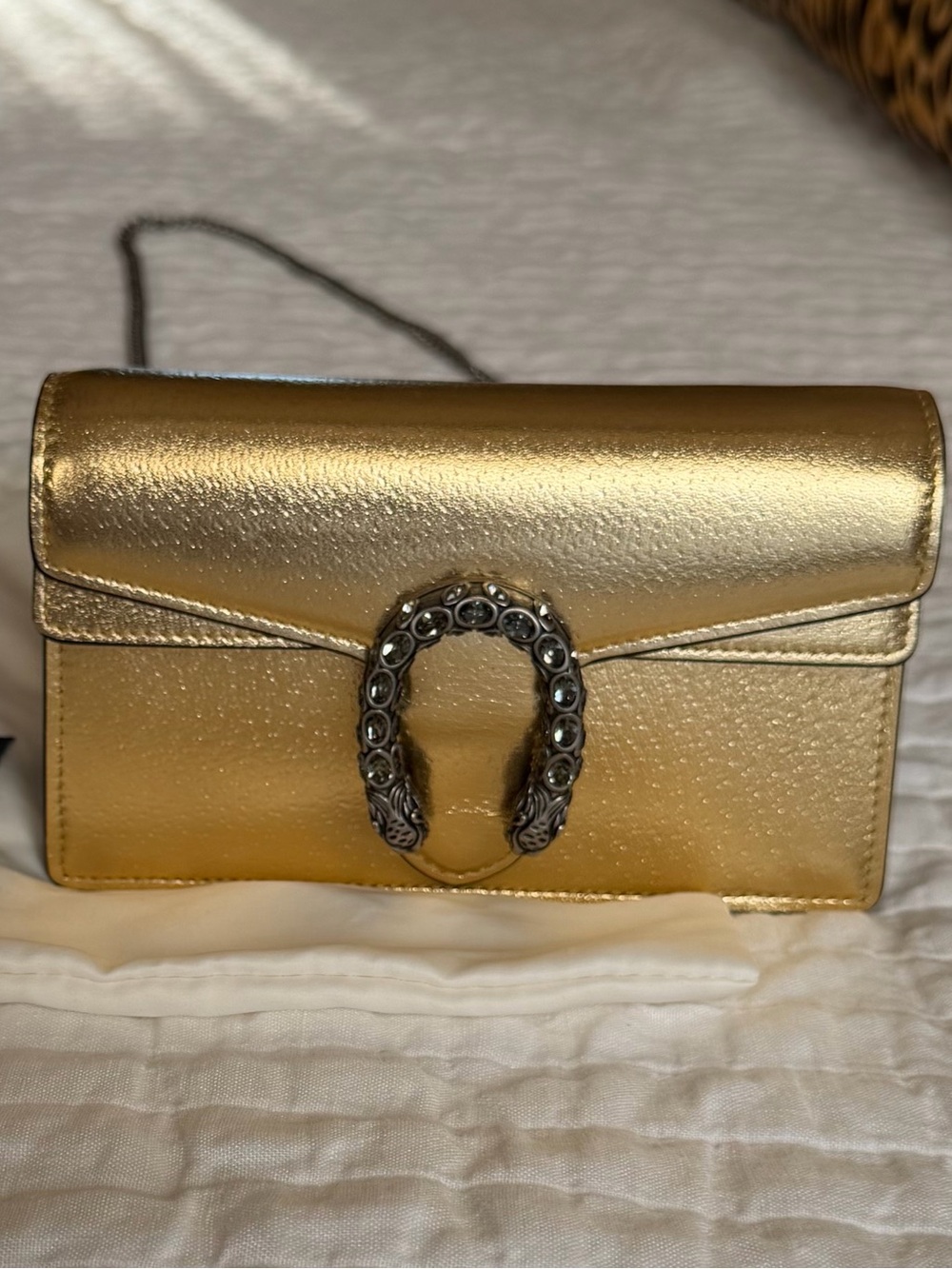 Authentic Gucci Dionysus Super Mini Gold Crossbody Bag